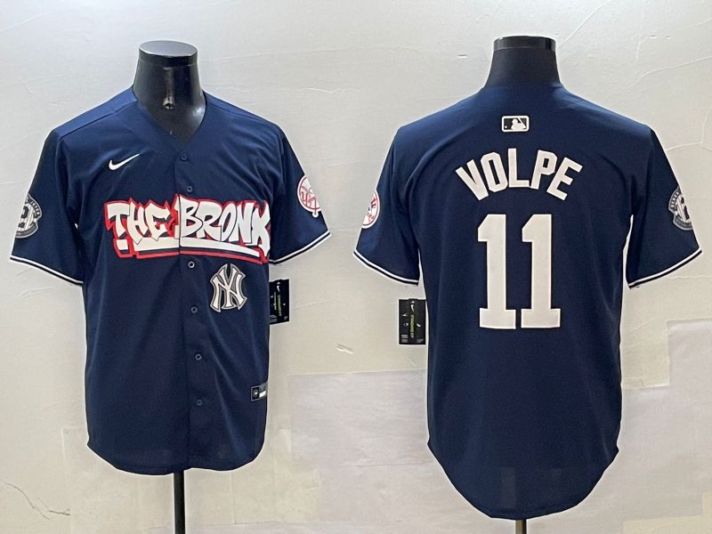 Men New York Yankees 11 Volpe Drak Blue four generations Joint Name 2025 Nike MLB Jersey style 7